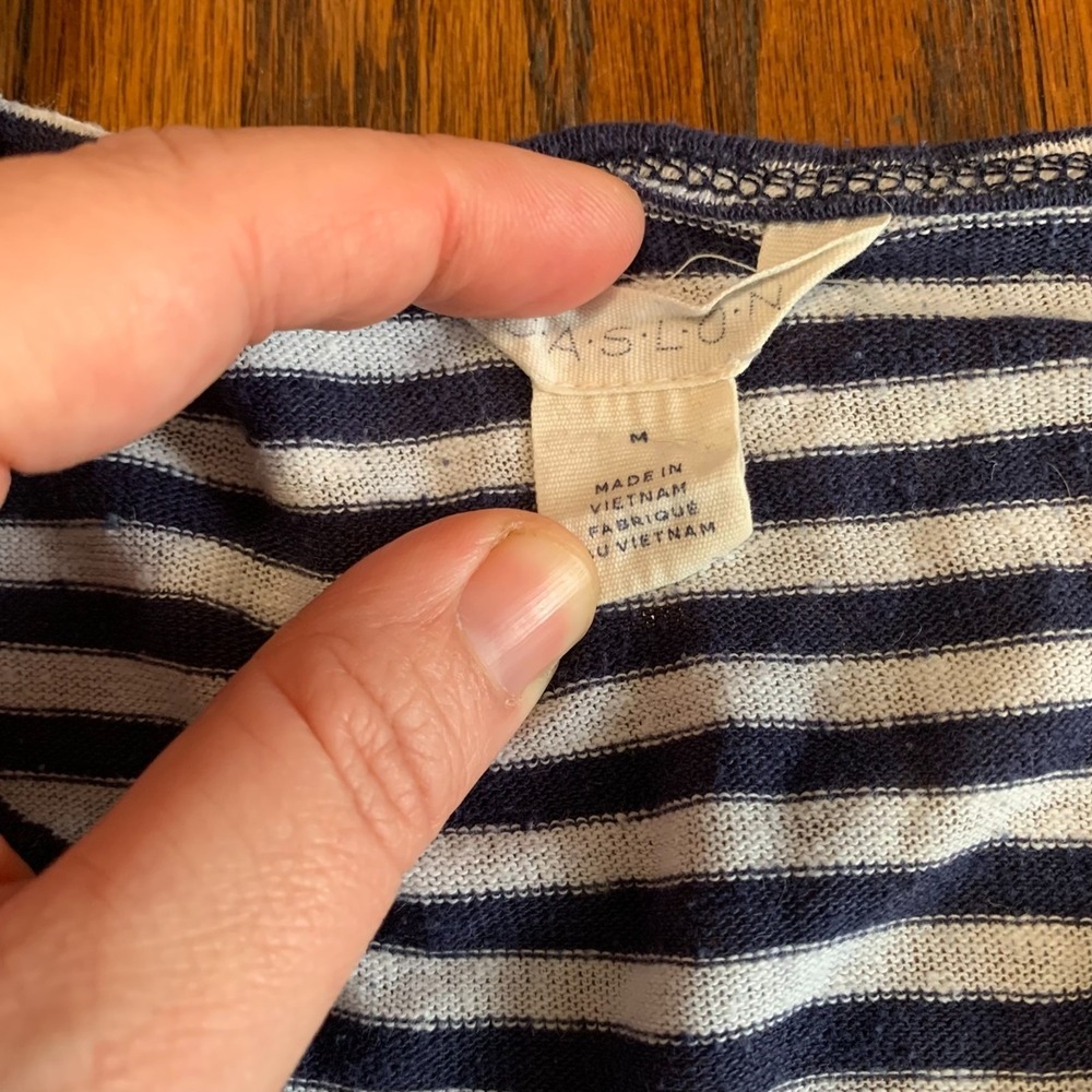 J Crew & Caslon Striped Linen Blend V-Neck T-Shirt Bundle Blue White Medium - Picture 4 of 11